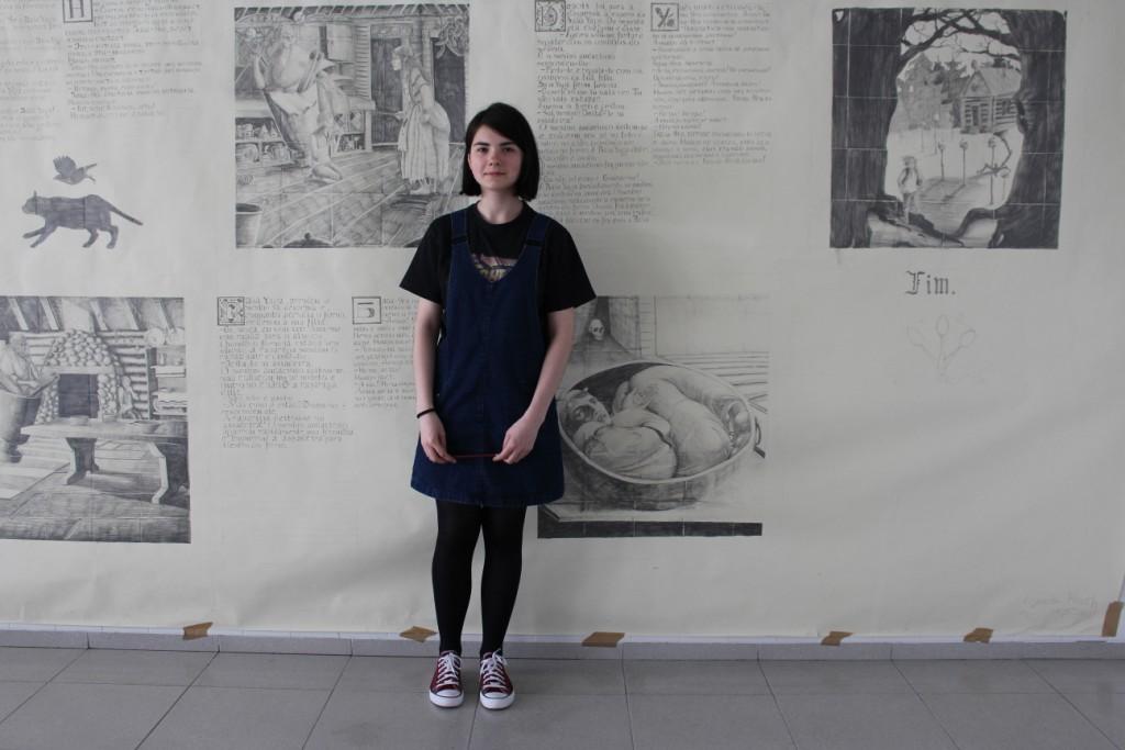 Estudante bielorrussa produziu painel inédito na Escola Emídio Garcia